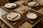 Conjunto 6 Jogos Americanos Couro Marrom - Premium Costurado